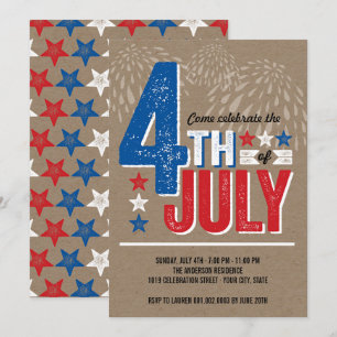 Patriotic Fireworks Fourth of July Party Invite