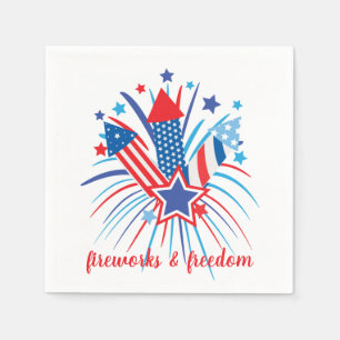 Patriotic fireworks & freedom napkin
