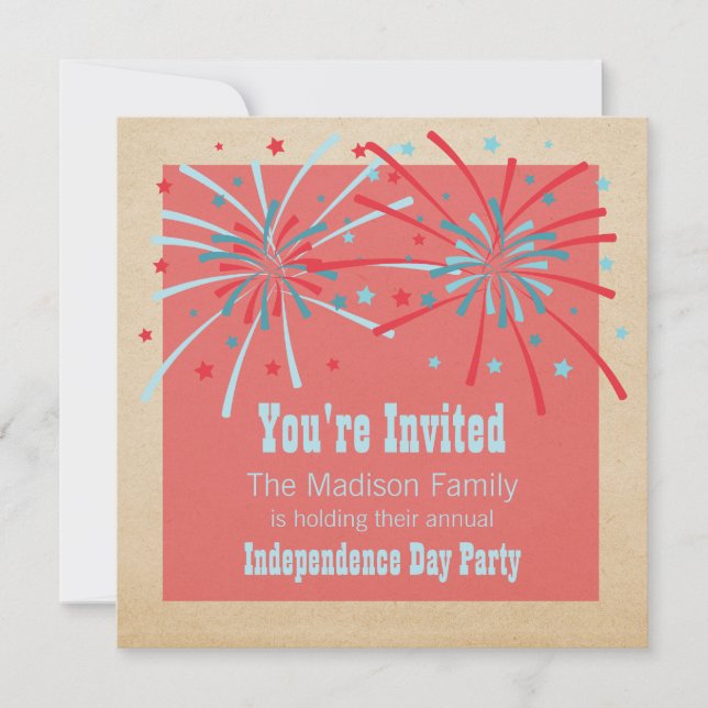 Patriotic Fireworks Invitation (Front)