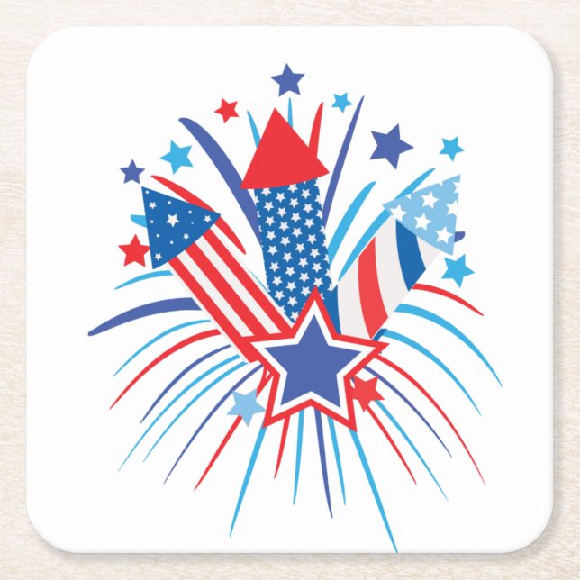 Patriotic fireworks  Paper coaster (Front)