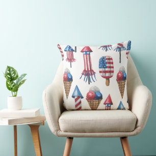 PATRIOTIC FIREWORKS POPSICLES ICE CREAM CUSHION