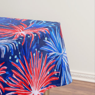 Patriotic Fireworks / Red White Blue Party  Tablecloth