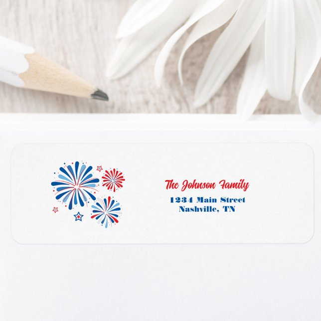 Patriotic Fireworks Return Address Label (Patriotic Firework Personalized Return Address Labels)