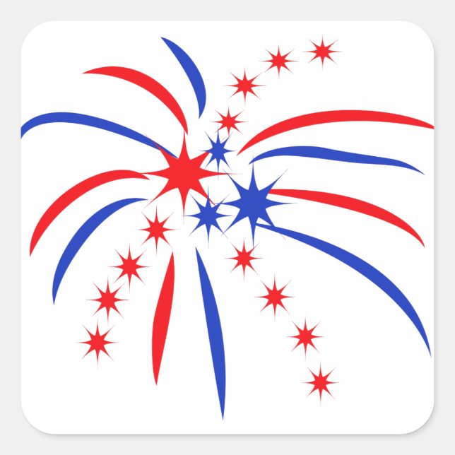 Patriotic Fireworks Square Sticker (Front)