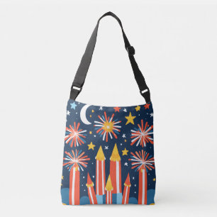 Patriotic Fireworks Stars Red White Blue Crossbody Bag