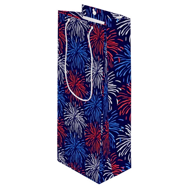 Patriotic Fireworks Wine Gift Bag (Front Angled)
