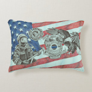 Patriotic First Responder Decorative Cushion