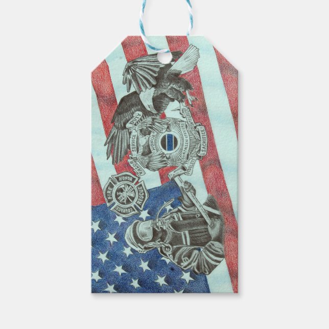 Patriotic First Responder Gift Tags (Front)