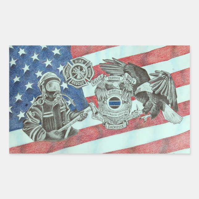 Patriotic First Responder  Rectangular Sticker (Front)