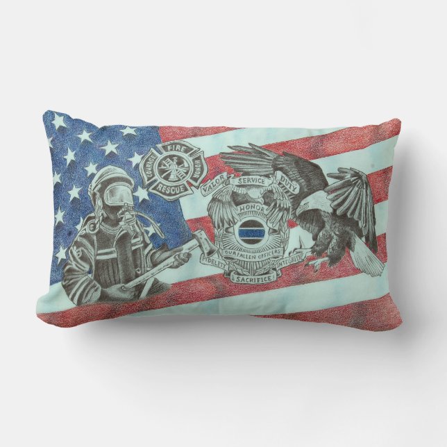 Patriotic First Responders Lumbar Cushion (Front)