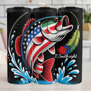 Patriotic Fish Leaping Water Lure Thermal Tumbler