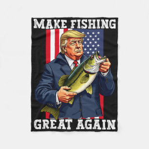 Patriotic Fisherman make Fishing Great Again' Funn Fleece Blanket