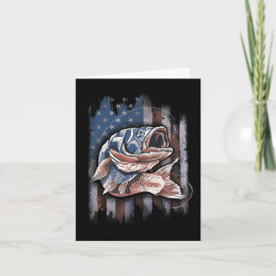 Patriotic Fishing 4th Of July Men Amercian Flag By Card