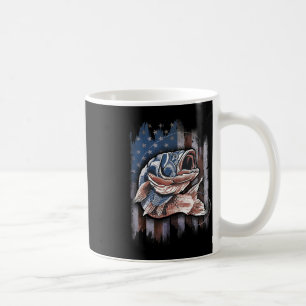 Patriotic Fishing 4th Of July Men Amercian Flag By Coffee Mug