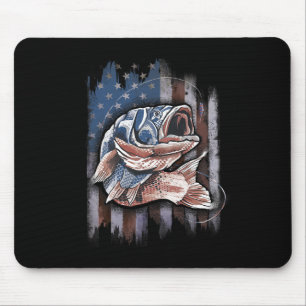 Patriotic Fishing 4th Of July Men Amercian Flag By Mouse Pad