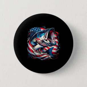 Patriotic Fishing 4th Of July Men American Flag B 6 Cm Round Badge