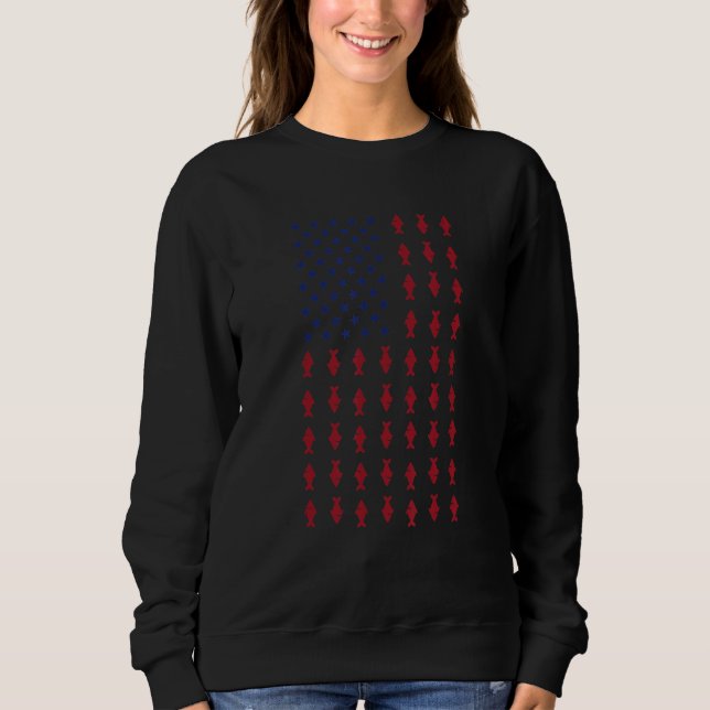 Patriotic fishing apparel us usa flag sweatshirt (Front)