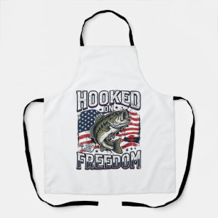 Patriotic Fishing Hooked On Freedom Vintage Bass Apron