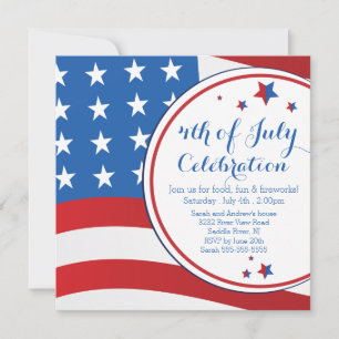 Patriotic Flag 4th of July Party Invitation
