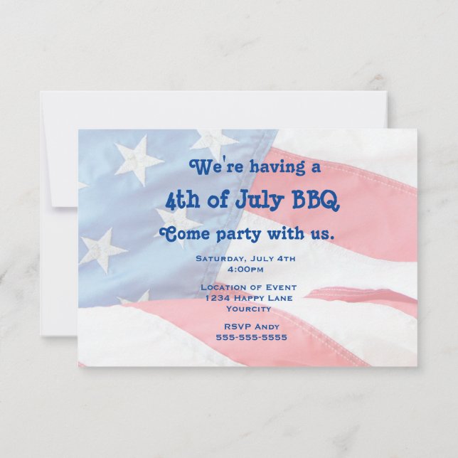 Patriotic Flag 4th of July Party Invitation (Back)