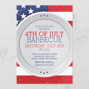 Patriotic Flag 4TH OF JULY Summer Barbecue Party Invitation