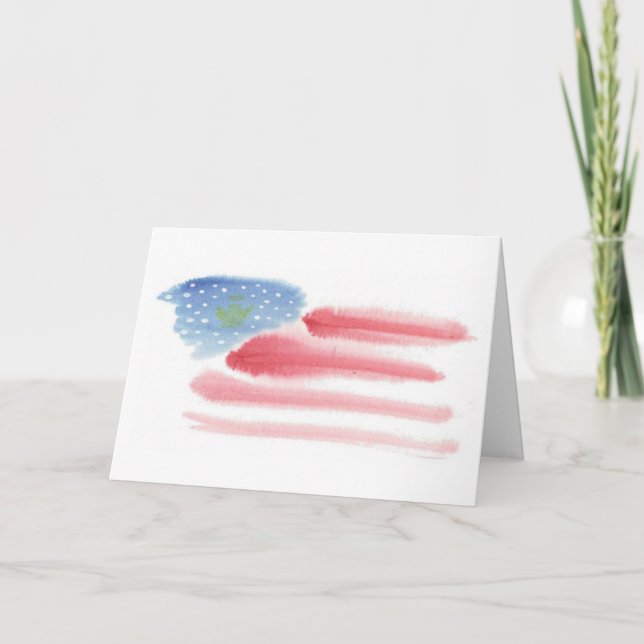 Patriotic Flag & Angel Christmas Card - Customise (Front)