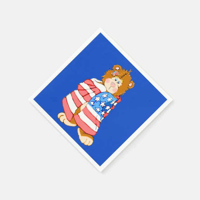 Patriotic Flag Bear Napkin (Corner)