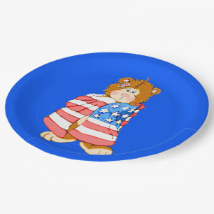 Patriotic Flag Bear Paper Plate