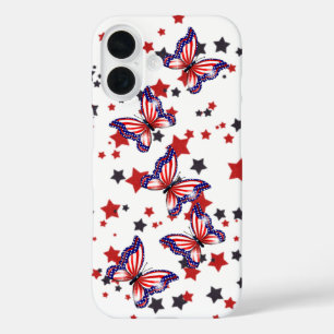 Patriotic Flag Butterflies iPhone 16 Case