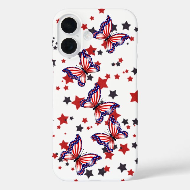 Patriotic Flag Butterflies Case-Mate iPhone Case (Back)