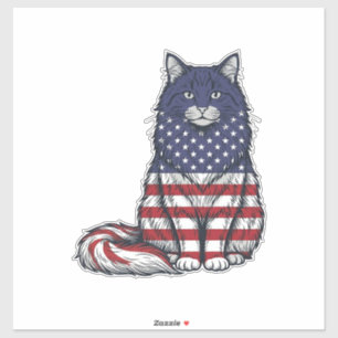 Patriotic Flag Cat Vintage Engraving Shirt Design_