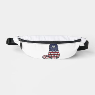 Patriotic Flag Cat Vintage Engraving Shirt Design_ Bum Bags