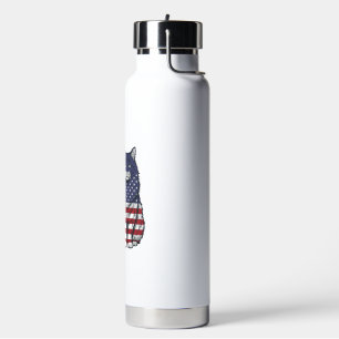 Patriotic Flag Cat Vintage Engraving Shirt Design_ Water Bottle