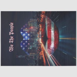 Patriotic Flag City Scape Lips We the People  Tissue Paper