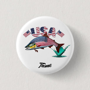 Patriotic Flag Covered Rainbow Trout 3 Cm Round Badge