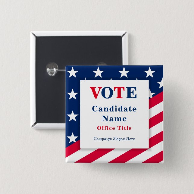 Patriotic Flag Custom Election Campaign Button (Front & Back)