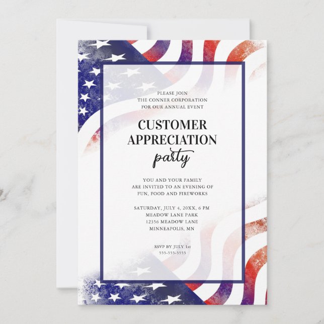 Patriotic Flag Customer Appreciation Party Invitation (Front)