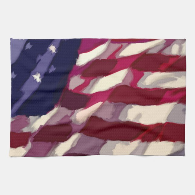 Patriotic Flag Dishtowl Tea Towel (Horizontal)