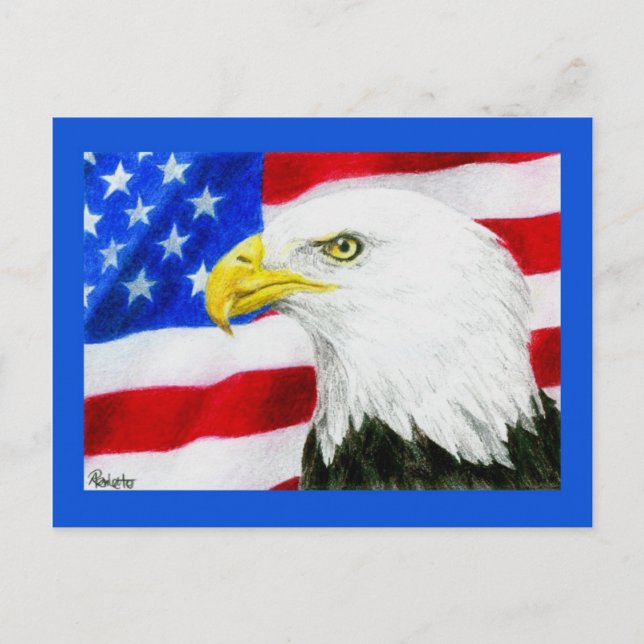 Patriotic Flag, Eagle Postcard - "American Pride" (Front)