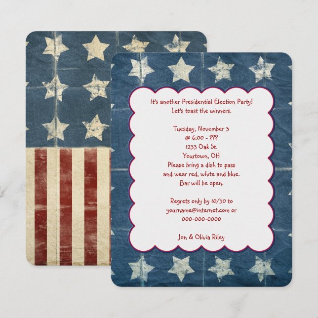 Patriotic Flag Election Party Invitation (Front/Back)