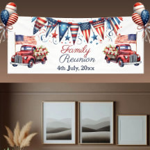 Patriotic Flag Family Reunion 4th July Bunting 