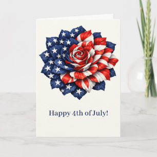 Patriotic Flag Floral Illustration Holiday Card