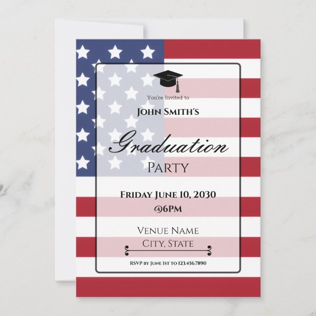 Patriotic Flag Graduation Announcement (Front)