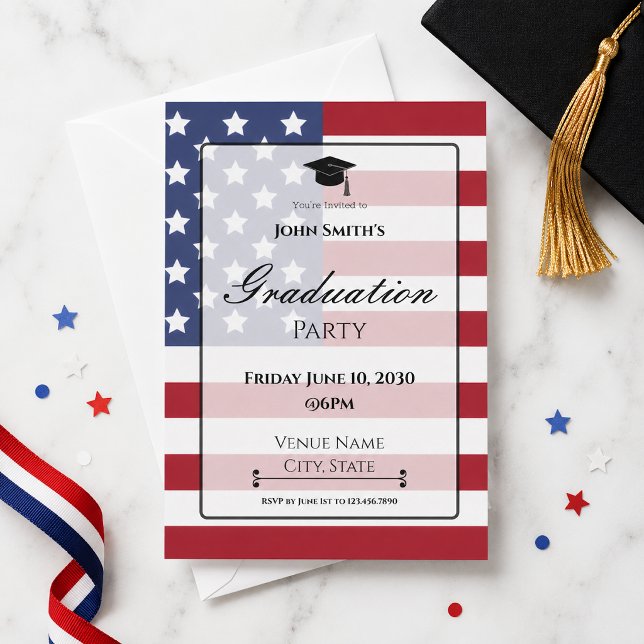 Patriotic Flag Graduation Party Invite (Creator Uploaded)