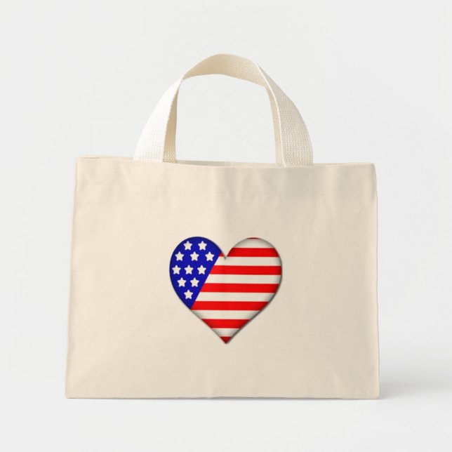 Patriotic Flag Heart Tote Bag (Front)