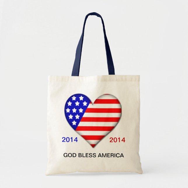 Patriotic Flag Heart Tote Bag TEMPLATE (Front)