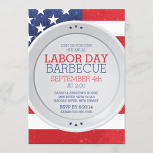 Patriotic Flag Labour Day Summer Barbecue Party Invitation