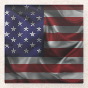 Patriotic Flag Of The United States Of America Glass Coaster