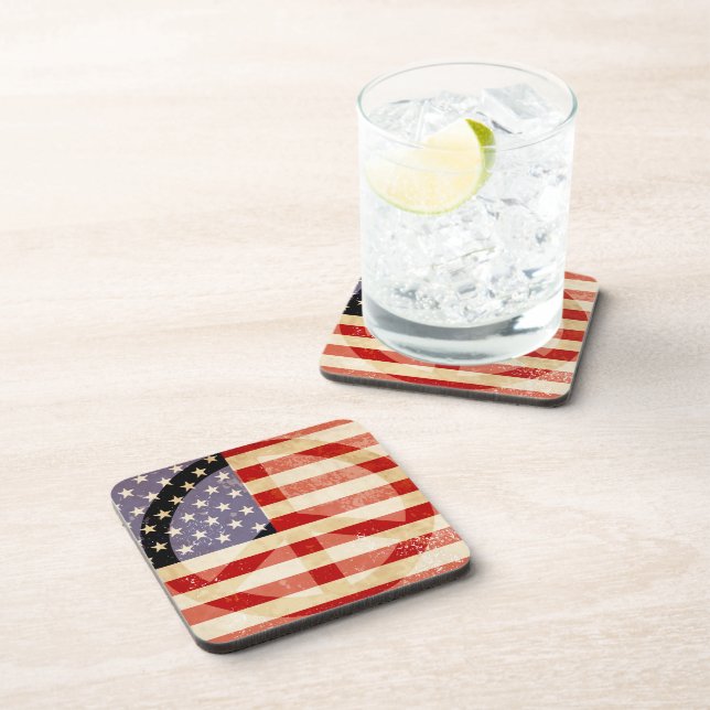 Patriotic Flag Peace Sign Coaster (Right Side)