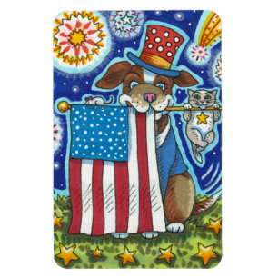 PATRIOTIC FLAG PET DOG CAT MOUSE, CUTE FUNNY MAGNET